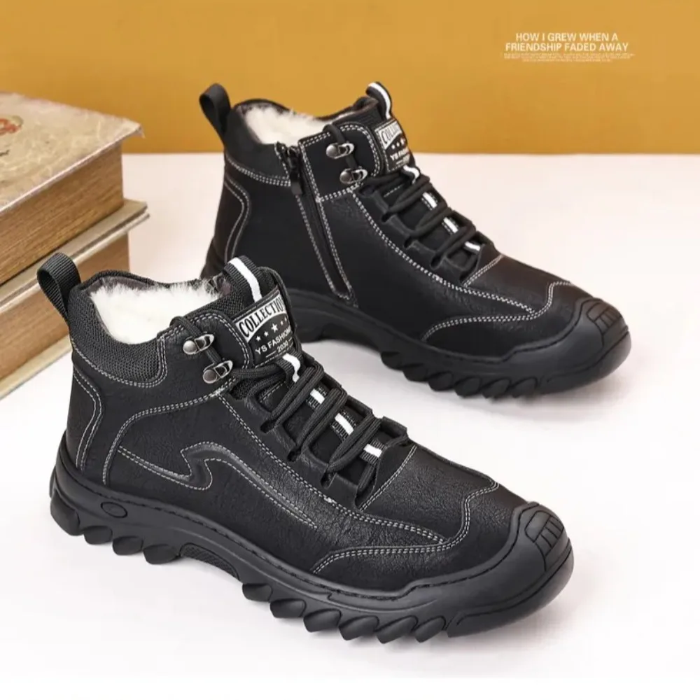 

Мужская обувь 2026, осенне-зимняя повседневная мода, универсальная мужская обувь из хлопка с высоким берцем, мужские ботинки