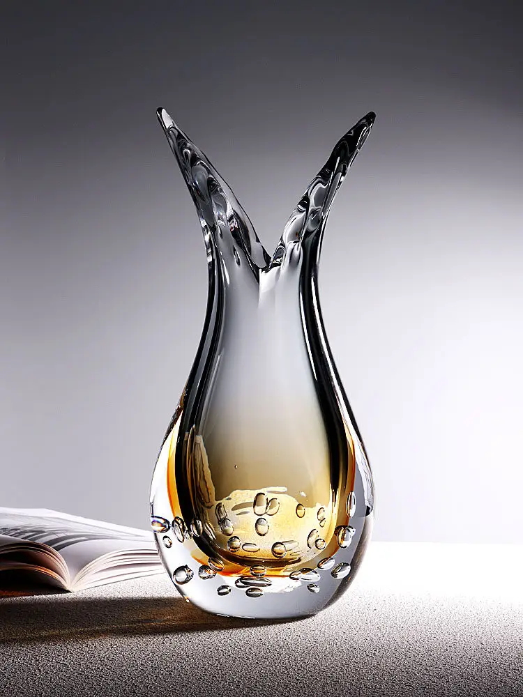 Modern light luxury creative glass vase luxury model room flower arrangement glass vase decoration entrance ornament