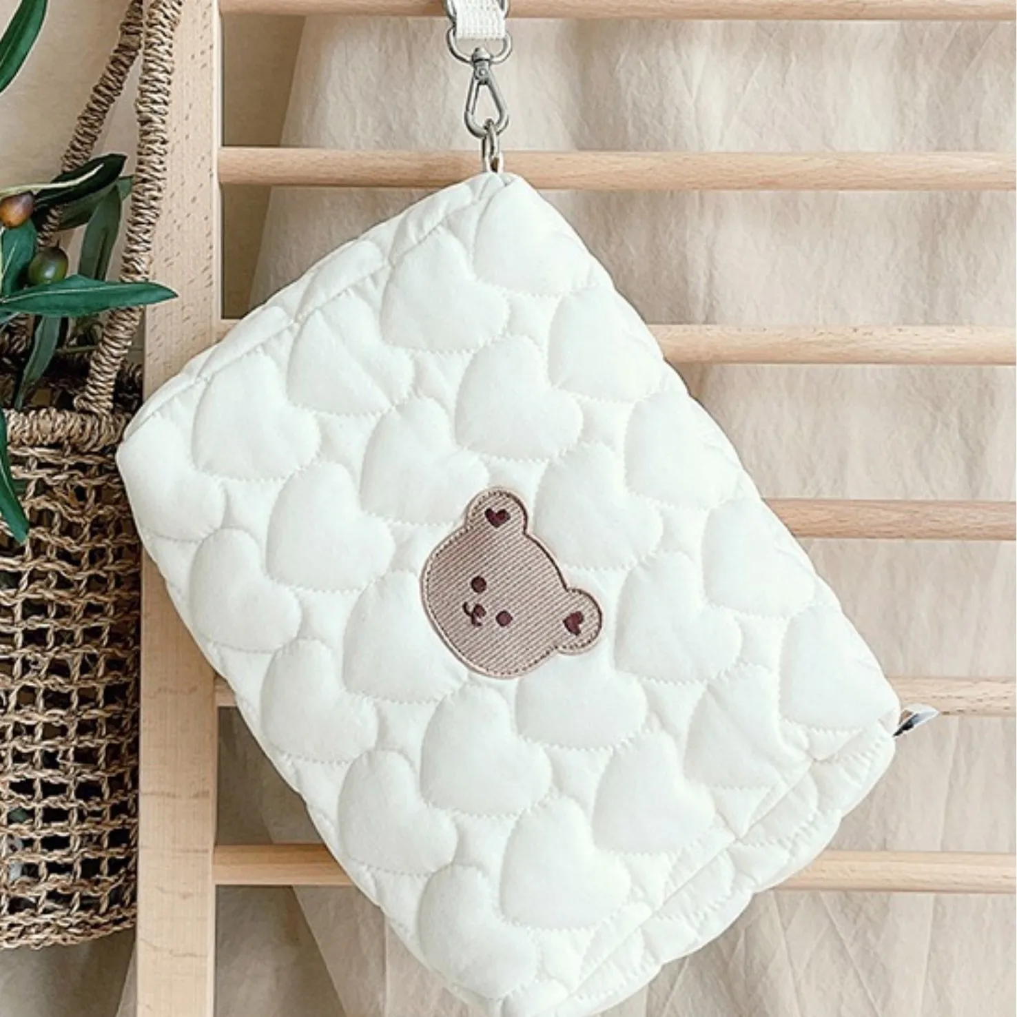 Universal Stroller Hanging Organizer  Cute Embroidered Bear Label Pram Bag  Portable  Mommy Bag Kindergarten Accessories