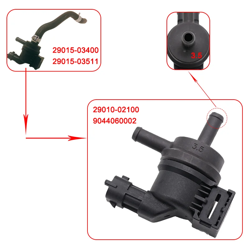 علبة بخار تطهير صمام التحكم الملف اللولبي 29010-02100 9044060002 لشركة هيونداي HB20 i10 كيا بيكانتو ريو 2901002100 #   ثقب 3.5