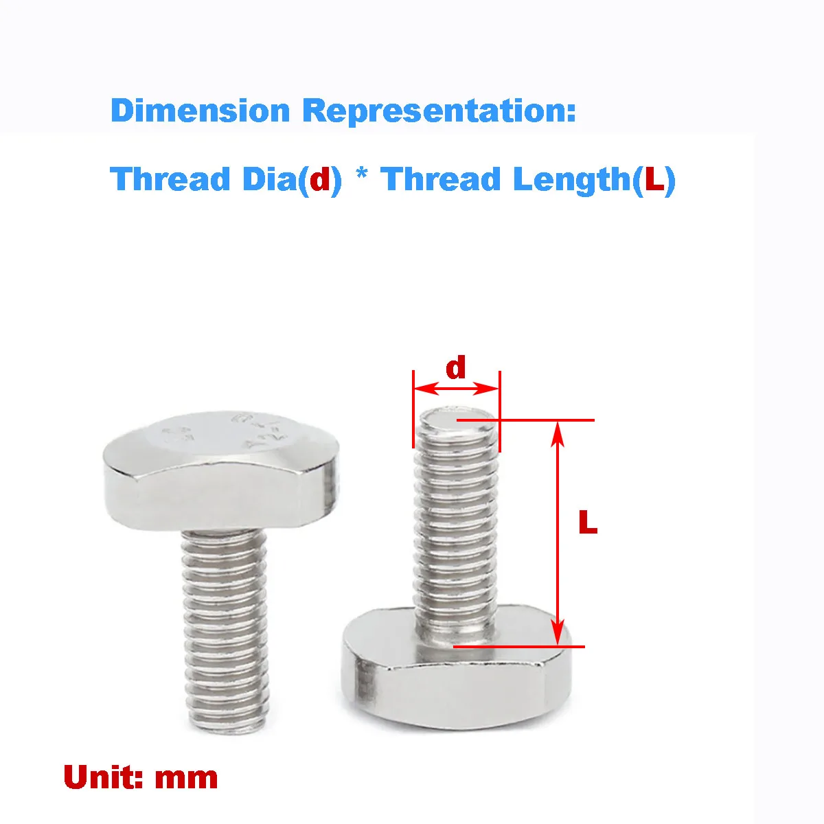 

304 Stainless Steel T-Shaped Bolt / Screw M6M8M10