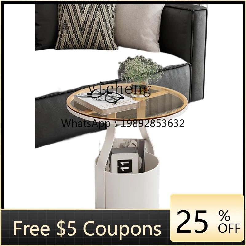 

ZZ Zk Small Apartment Sofa Side Table Stone Plate Corner Table Living Room Bedroom Bedside Side Cabinet Italian round Table