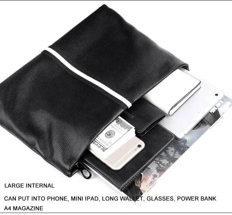 SENOFAN Authentic Hand Bag Men Stripe Real Leather Cowhide Clutches Male Pouch Wallet Designer Envelope Bag Korean Edition Hot