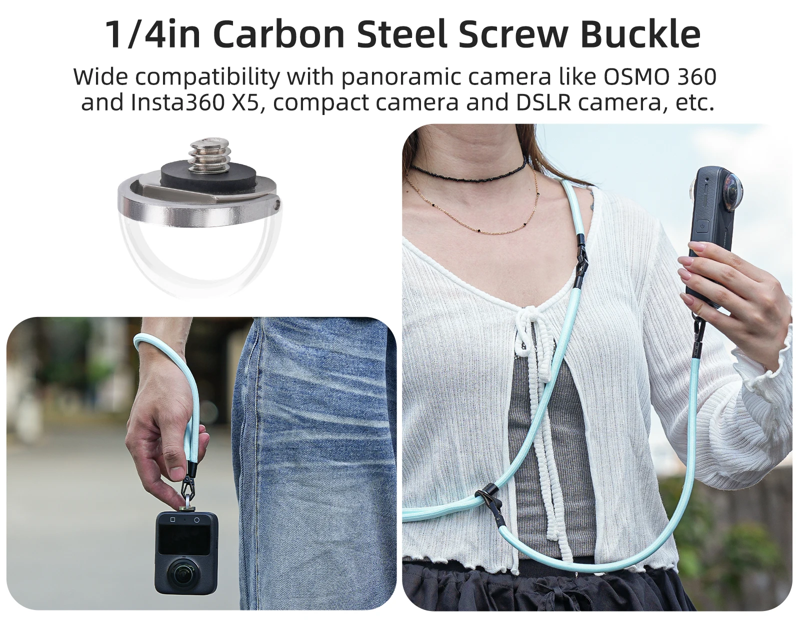 Sunnylife Multi-Functional Lanyard For DJI OSMO Pocket 3 Multi-Purpose Safety Strap with 1/4 Screw Neck Strap Anti-Loss Lanyard
