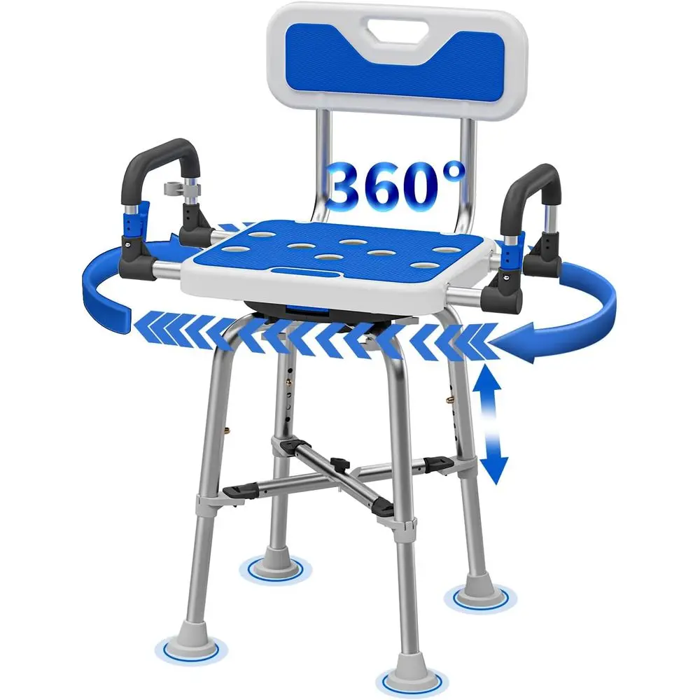 

Heavy-Duty Shower Chair with Arms and Back, 500 lbs Capacity, for Disabled or Bariatric Adults, Adjustable Bath Seat
