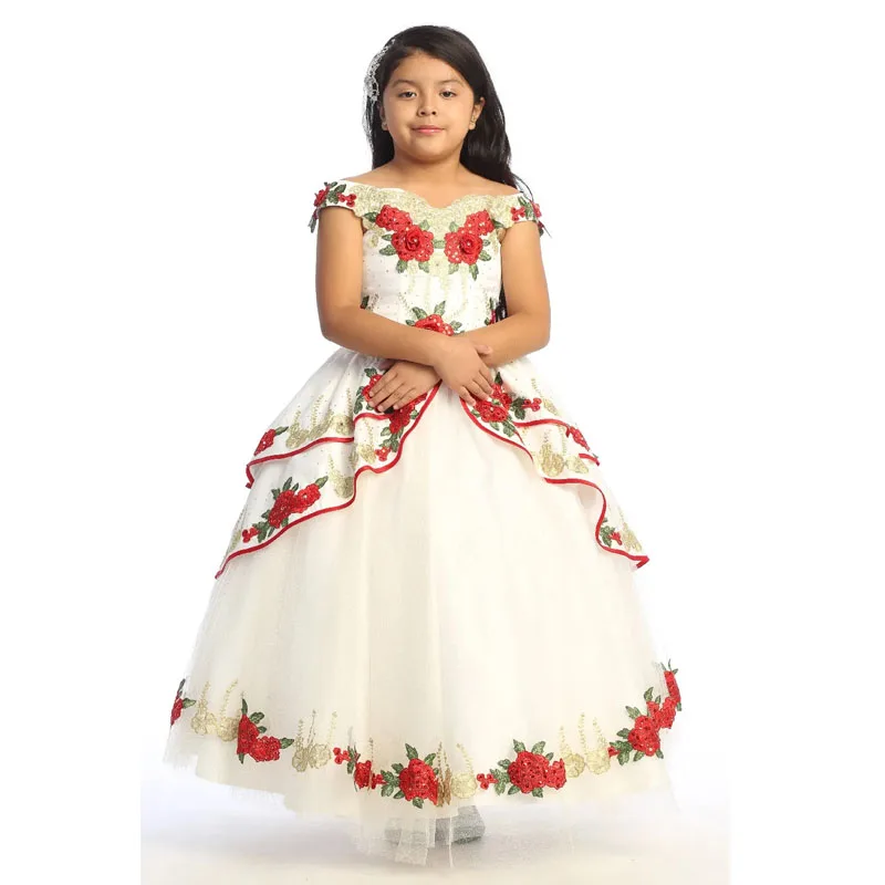 

Mini Quinceanera Dresses Mexican Ball Gown Tulle Appliques Flower Girl Dresses For Weddings Pageant Dresses Kids Baby