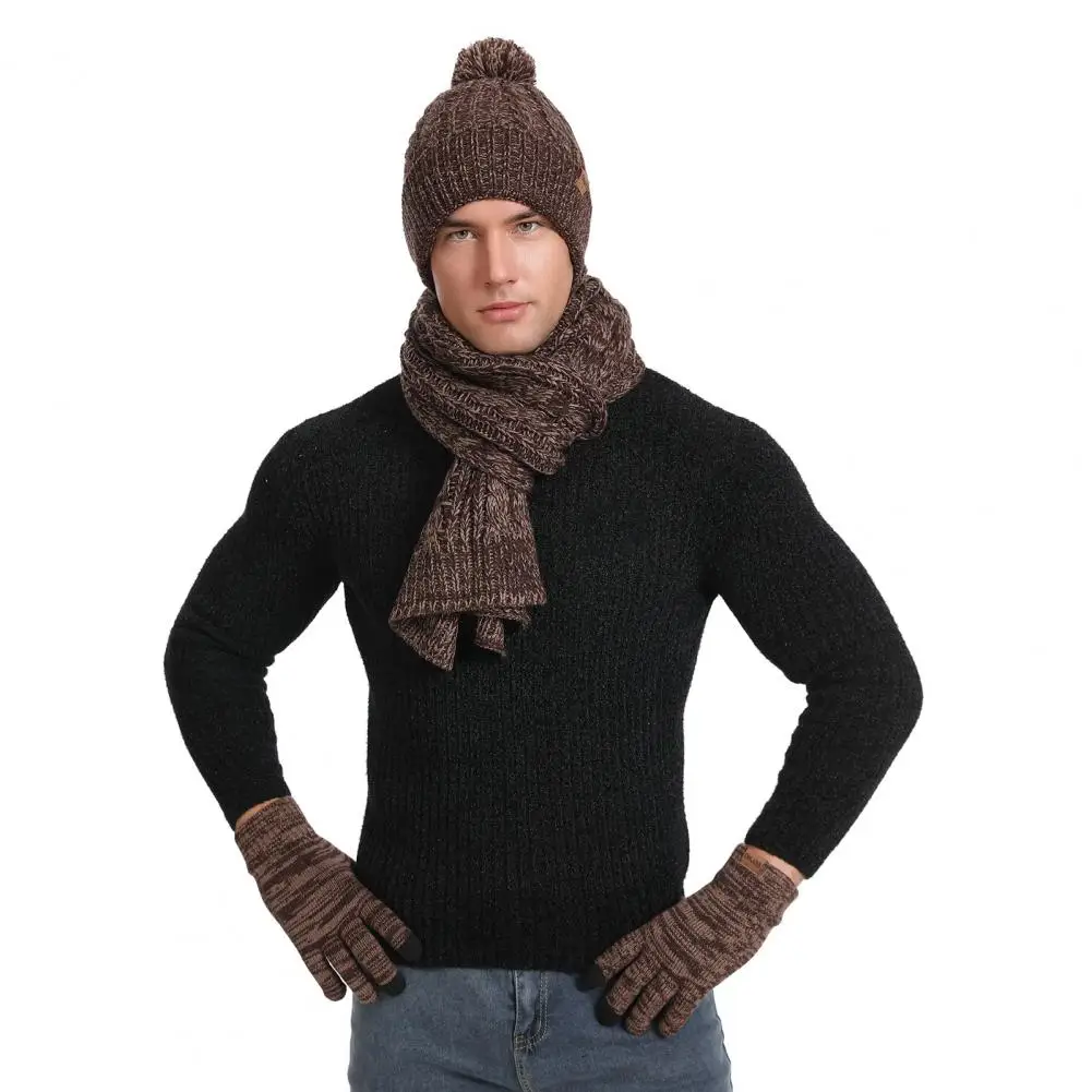 Verstellbare Manschette Winter mütze warm gefütterte Mützen Geschenke Winter warm gestrickt Mütze Hut Touchscreen Handschuhe Schal Set für Outdoor für Männer