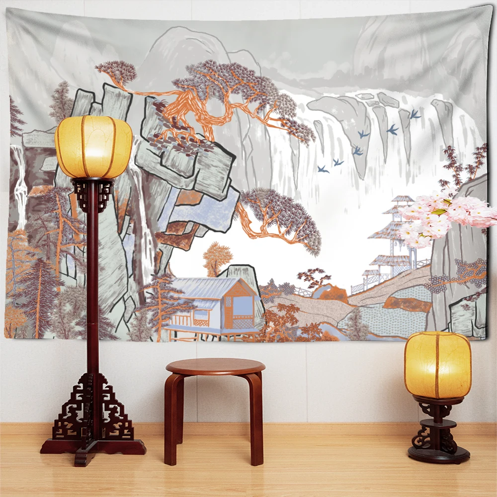 

Chinese Ancient Style Story Mural Tapestry Wall Hanging Landscape Flower And Bird Painting Bohemian Style Home Decor