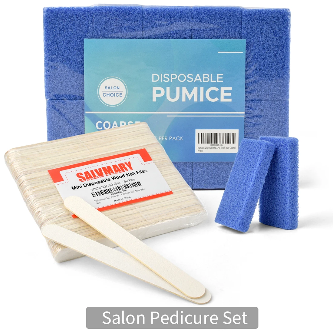 Disposable Foot Scrubber 40Pcs Sponge Pumice Bar Pads 50Pcs White Disposable Nail Files 80/100 Bundle Salon Set