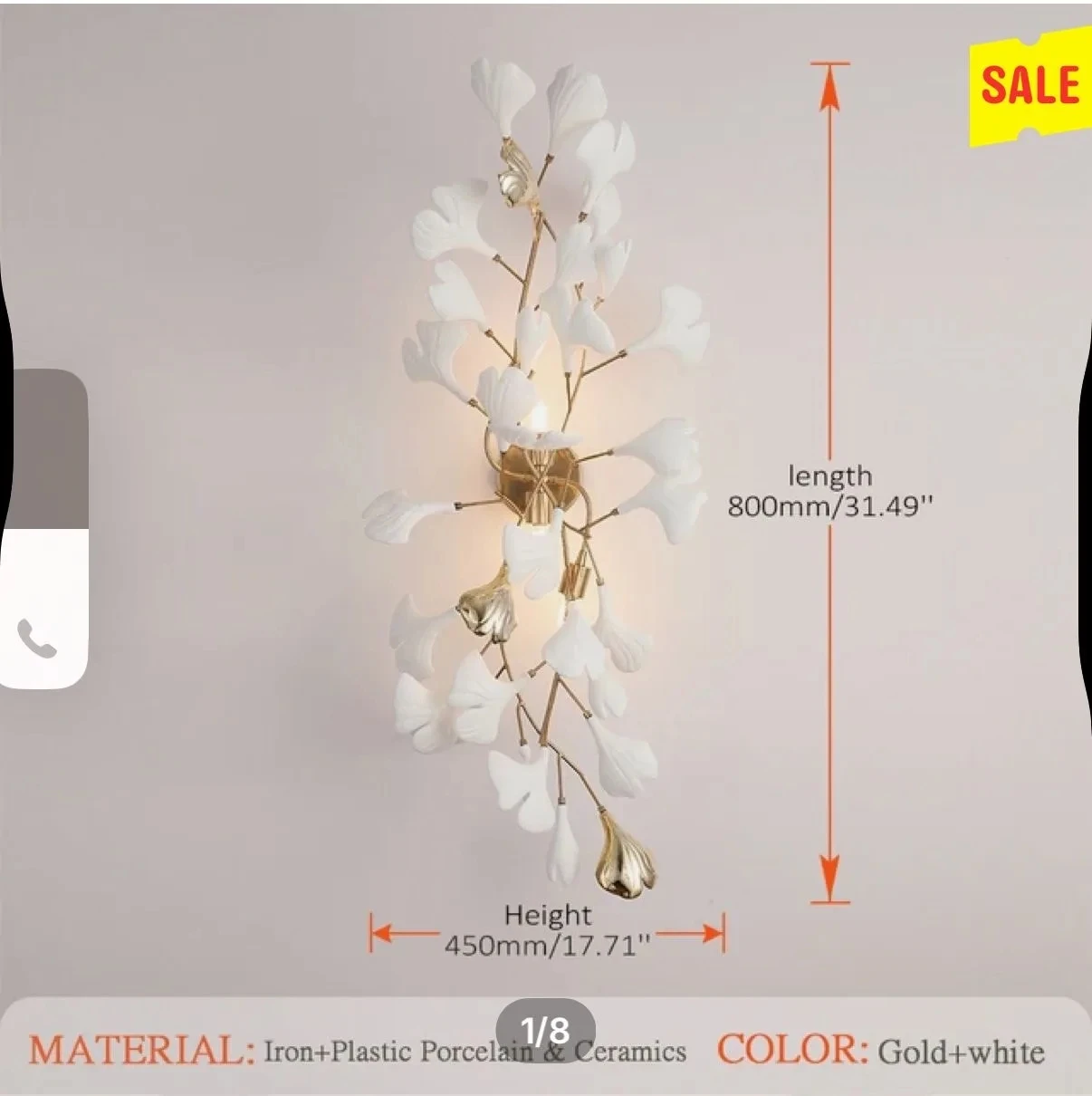 

Nordic wall lamps, bedroom bedside lamps, creative and personalized living room background wall lamps, ginkgo leaf artistic