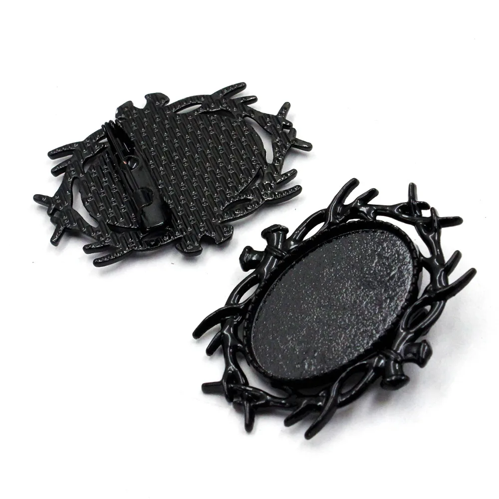 Onebeading Fit 18x25mm Oval Cabochons Brooch  Blank Setting Bezel Vintage Base For DIY Making accessories 5pcs K04629