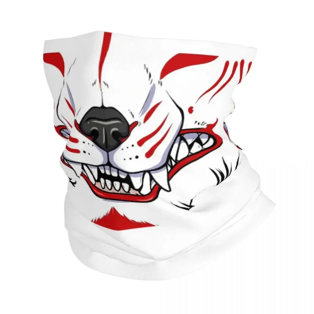 Oni Demon Kitsune Grin Bandana Neck Cover Printed Fox Aunumart Japanese Mask Scarf Headwear Fishing for Men Women Adult Washable