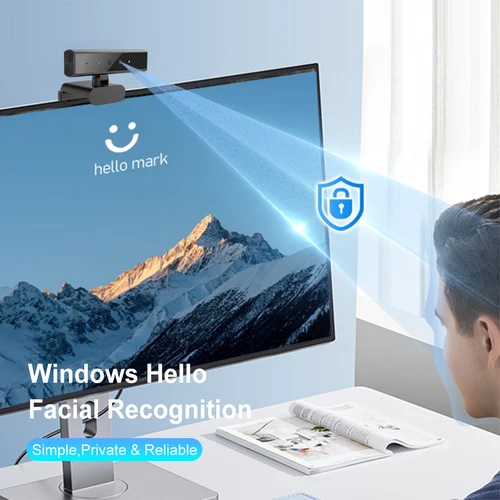 Imagen 2 del producto Cámara web de reconocimiento Facial, cámara web Windows Hello 2K, cámara Web de 5MP 1080P, inicio de sesión de reconocimiento Facial IR para cámara de ordenador portátil con micrófono