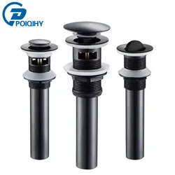 POIQIHY Matte Black Bathroom Lavatory Basin Sink Pop Up Drain Dual Style Clic-clac Waterlet Vanity Sink Waste Drainer