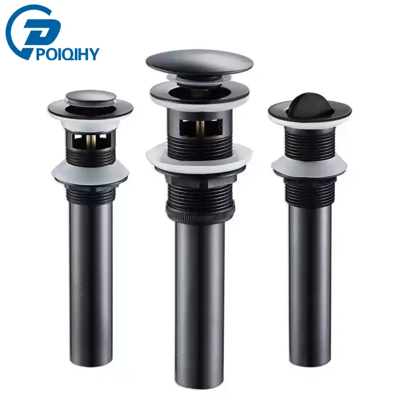 POIQIHY Matte Black Bathroom Lavatory Basin Sink Pop Up Drain Dual Style Clic-clac Waterlet Vanity Sink Waste Drainer