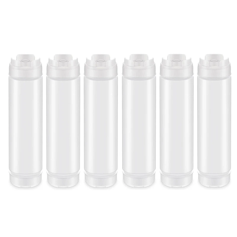 ABAE-6 Stück 16 Oz umgekehrte Kunststoff-Quetschflaschen, nachfüllbare Spitze, großer Ventilspender, Gewürz-Quetschflasche für Saucen
