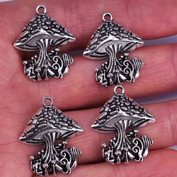 5pcs Zinc alloy Metal Antqiue Silver Color Mushroom Charms Pendant Earring necklace Charm for women man Handmade Accessories DIY