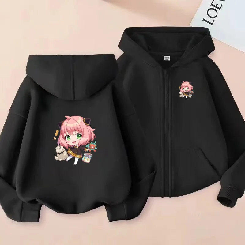 

3-12Year Boy Girl Anime Cartoon Pretty girl Pattern Zipper Sweatshirr Hoodies Fashion Comfort Cardigan Long Sleeve Tops Clothing
