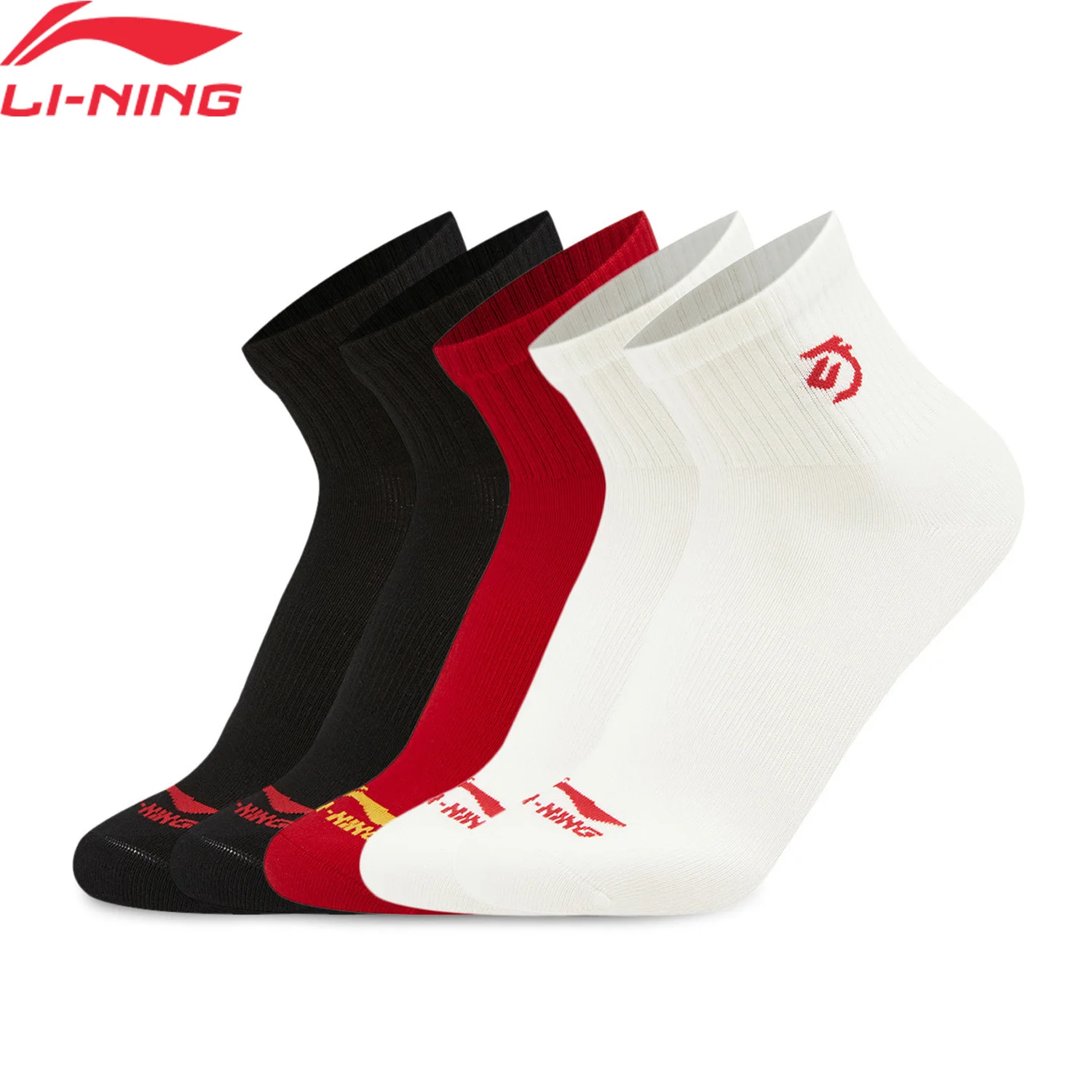 Li-Ning – chaussettes unisexes de style sportif, 5 paires, 22-28cm, anti-bactériennes, 75.3% coton, 22.4% polyester, 2.4% élasthanne, AWTW009
