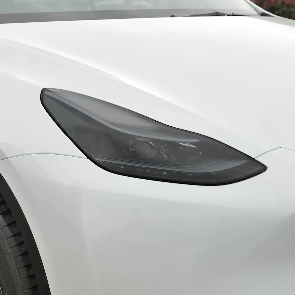 Für Tesla Model Y 2020-2026 Rauchschwarz Hochglanz Vorgeschnittene TPU Scheinwerferschutzfolie PPF Anti-Kratz Vinylfolie Abdeckungs-Set – Detail 2