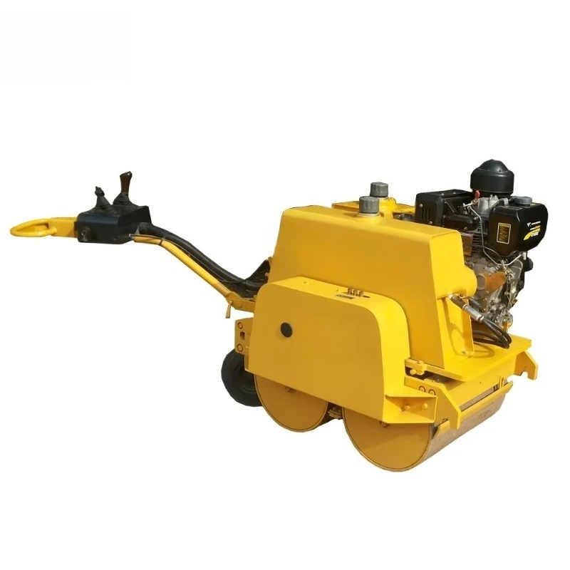 Podwójna wibracyjna walcarka drogowa, w pełni hydrauliczna mini walcarka z silnikiem, prowadzona przez operatora.