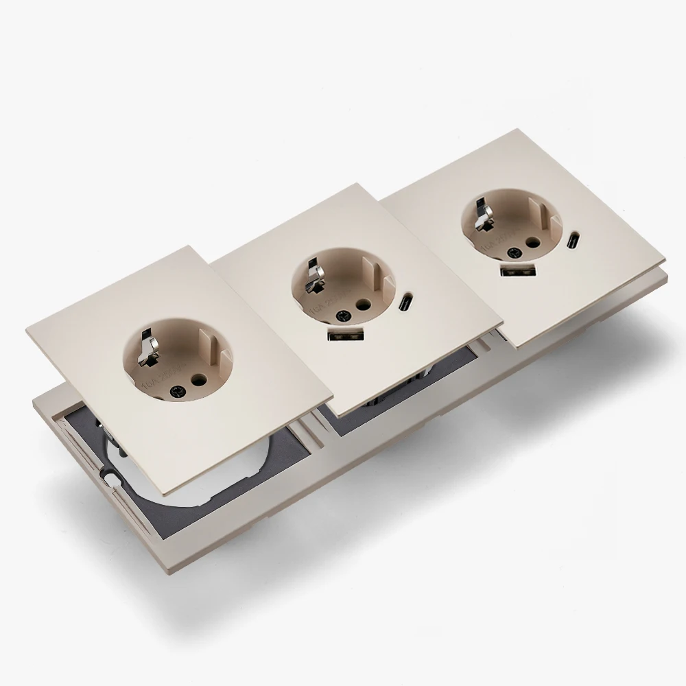 Skin Sensation USB A+C Power Sockets Skin Feel Paint Wall Socket Integrated Panel Embedded DIY Combination Embedded Paint Socket