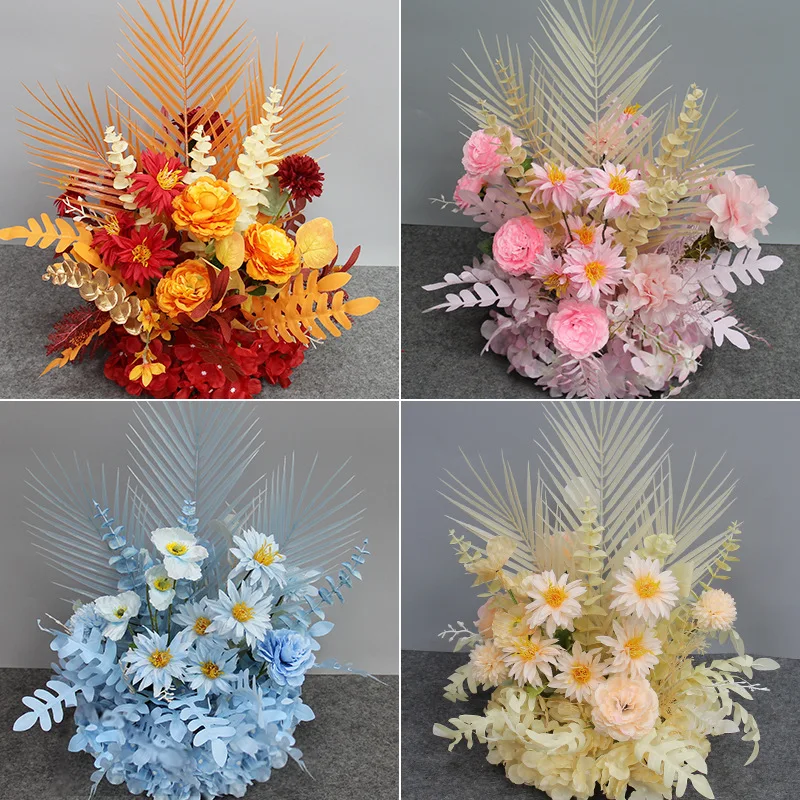 

Blue Artificial Flowers Wedding Decoration Hanging Flower Row Background Arch Decor Road Lead Flower Ball Floral Arrangement