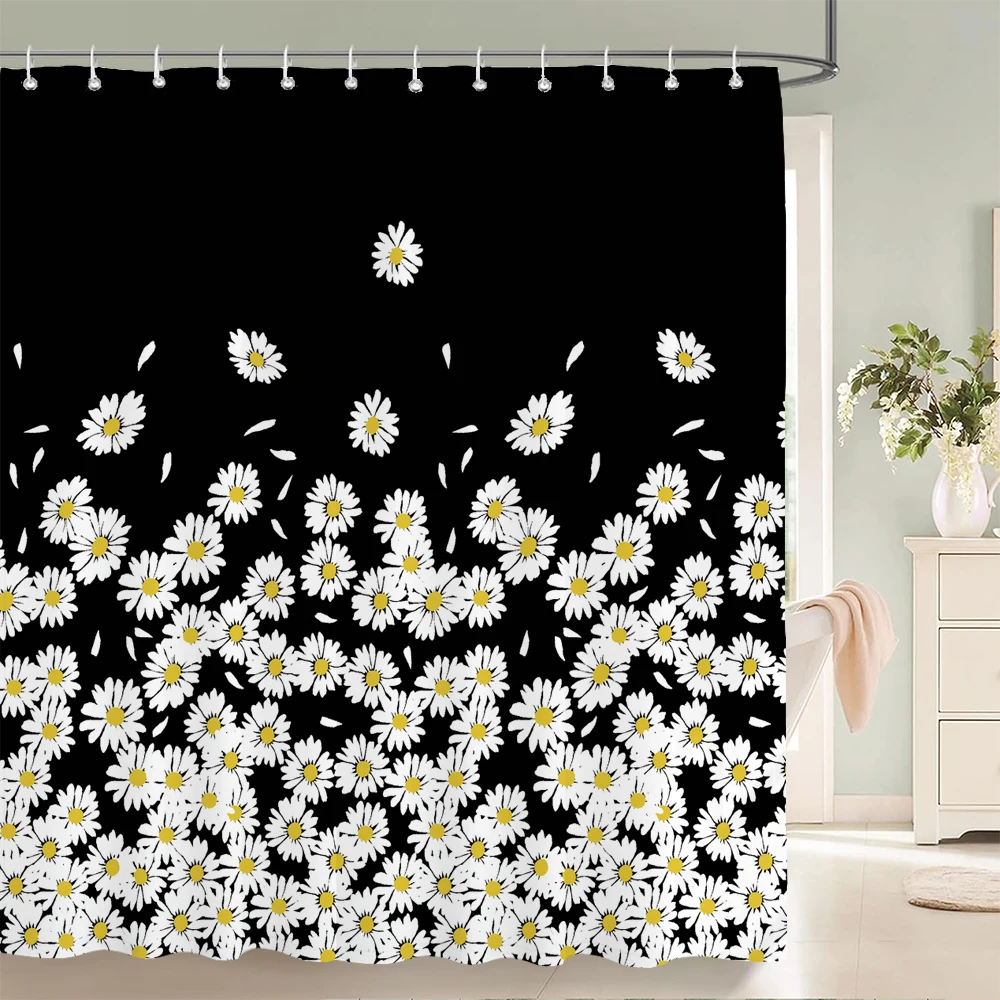 240x180cm Bathroom Waterproof Shower Curtain Beautiful Flower Plant Leaves Printing Polyester Home Decoration Curtain With Hook