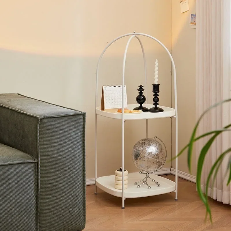 Birdcage Shaped Nordic Small Coffee Table Modern Living Room Sofa Corner Side Cabinet Movable Coffee Table Iron Tray Round