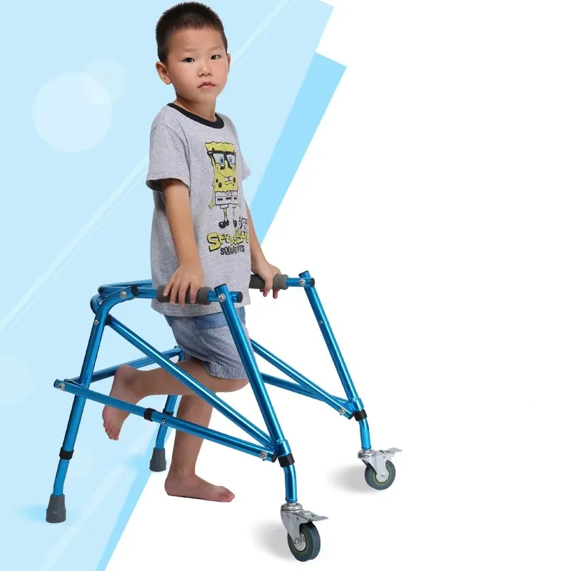 Aluminum Pediatric Walker 4-wheeled Gait Trainer with Front Swivel Wheels for Kids Teens Adults Posterior Walker