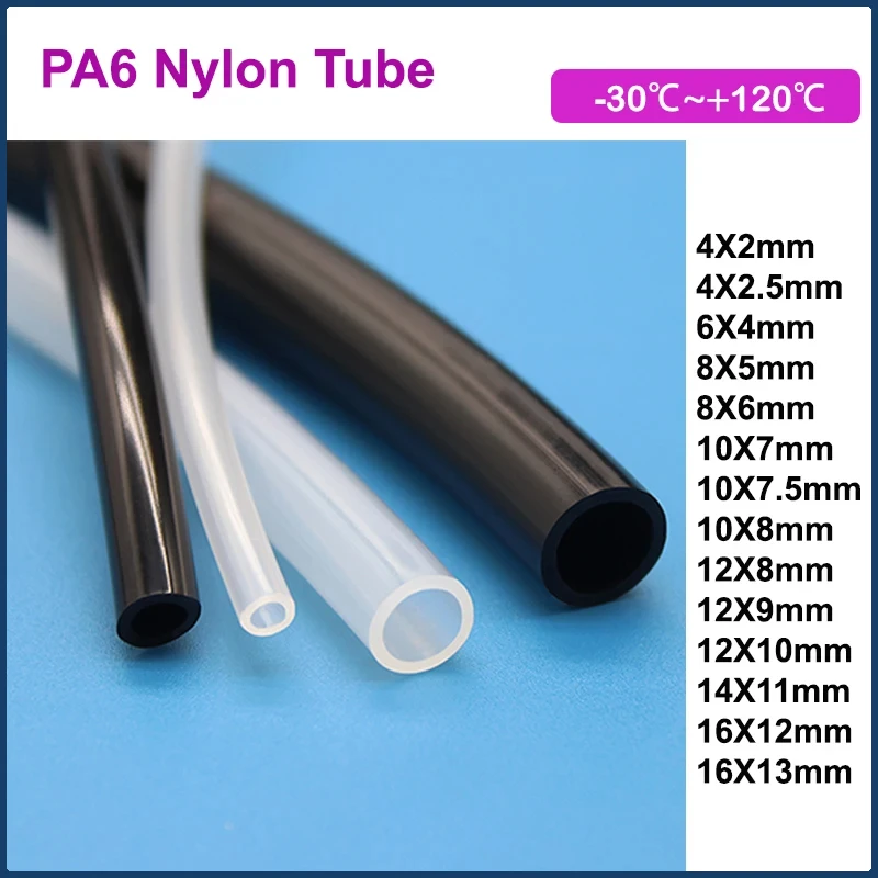 High Pressure PA6 Nylon Tube Clear Black Dia 2.5 4 6 8 9 10 11 12 13mm Pneumatic Air Compressor Smooth Rigid Polyamide Oil Pipe