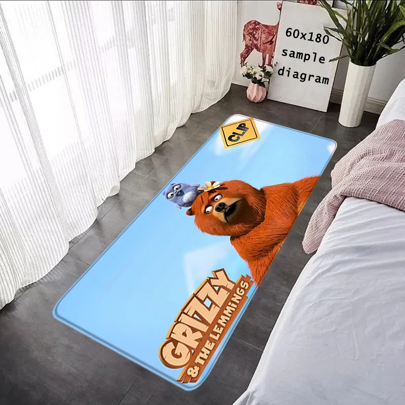 Fluffy Carpet Living Room Grizzy and the Lemmings Rugs Foot Carpets Entrance Doormat Kawaii Rug Floor Mats Non-slip Mat Home