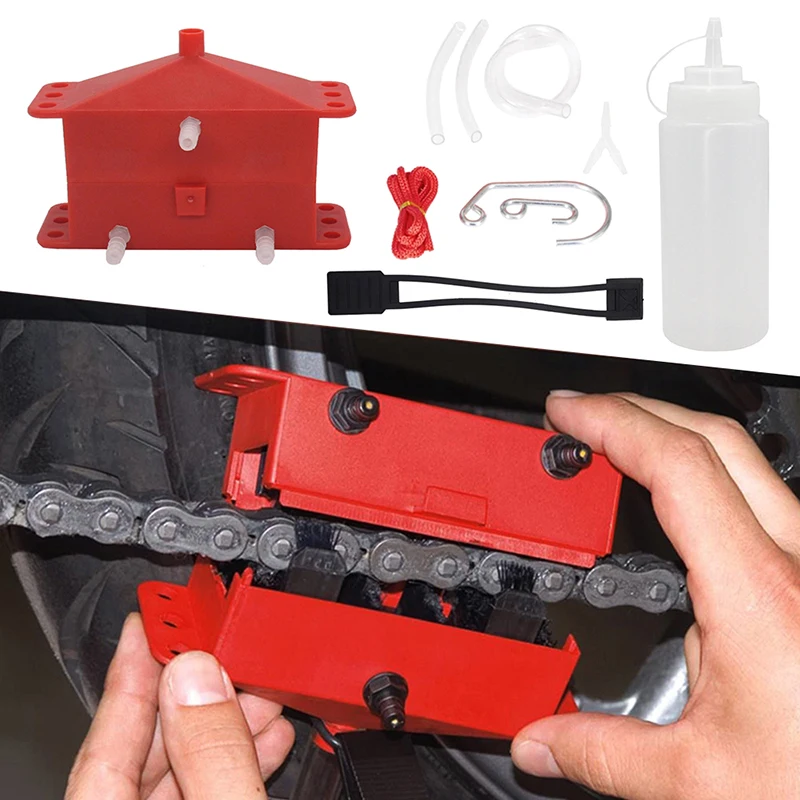 

1 комплект, машина для чистки цепи мотоцикла, щетка, инструмент для очистки шестерен для мотоциклетных цепей, смазочное устройство, смазочные аксессуары