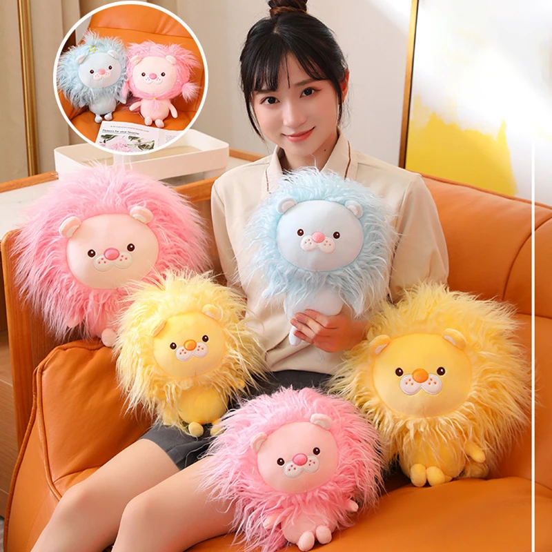 20cm Kawaii Soft Fluffy Exploding Head Lion Stuffed Toys Cartoon Plush Stuffed Animals Pillow Doll Room Decor Kids Girls Gift