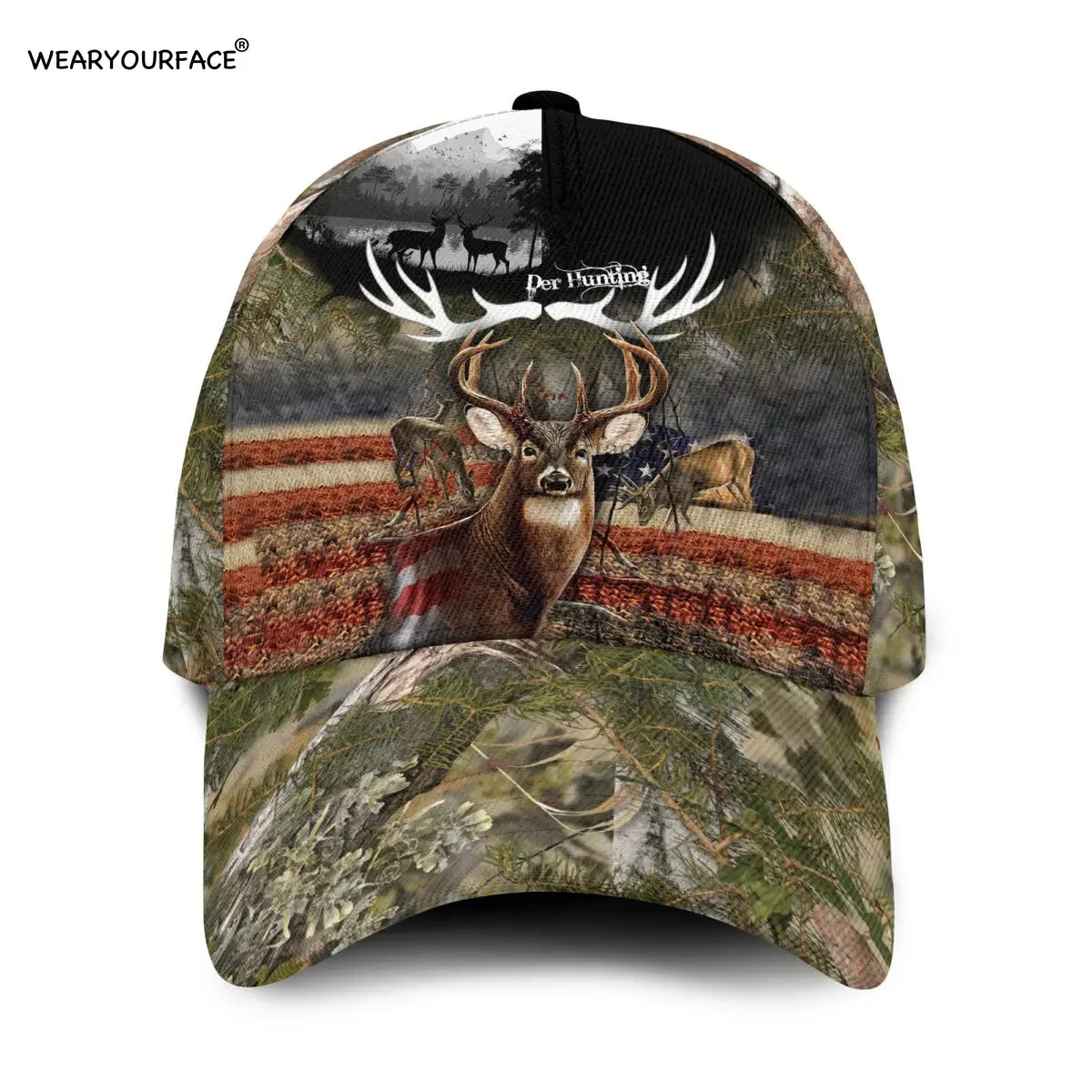 Gone Fishing Deer Hunting Trucks 3D All Over Printed Snapback Hat Men Women Adult Sports Headwear Outdoor Sun Visor Baseball Cap