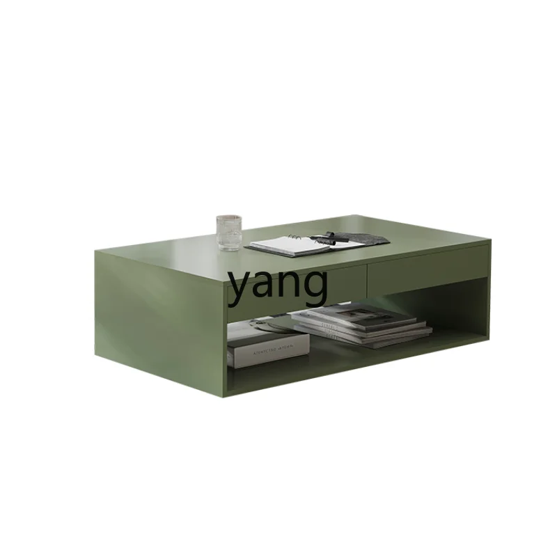 Yjq Square Coffee Table Modern Living Room Creative Designer Minimalistic Coffee Table TV Cabinet Combination