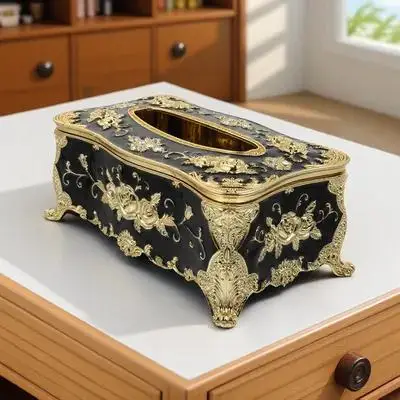 

1pc Acrylic Tissue Bulk Paper Napkin Dispenser Black Gold Vintage Office Decor Vintage Tissue Box Storage Organizer