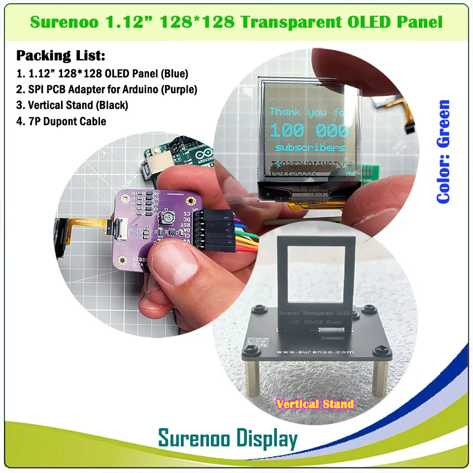 شاشة OLED شفافة حقيقية، 1.12 بوصة 128*128 128X128 128128 SH1107 شاشة وحدة LCD للوحة الرسم التسلسلية SPI PMOLED لاردوينو