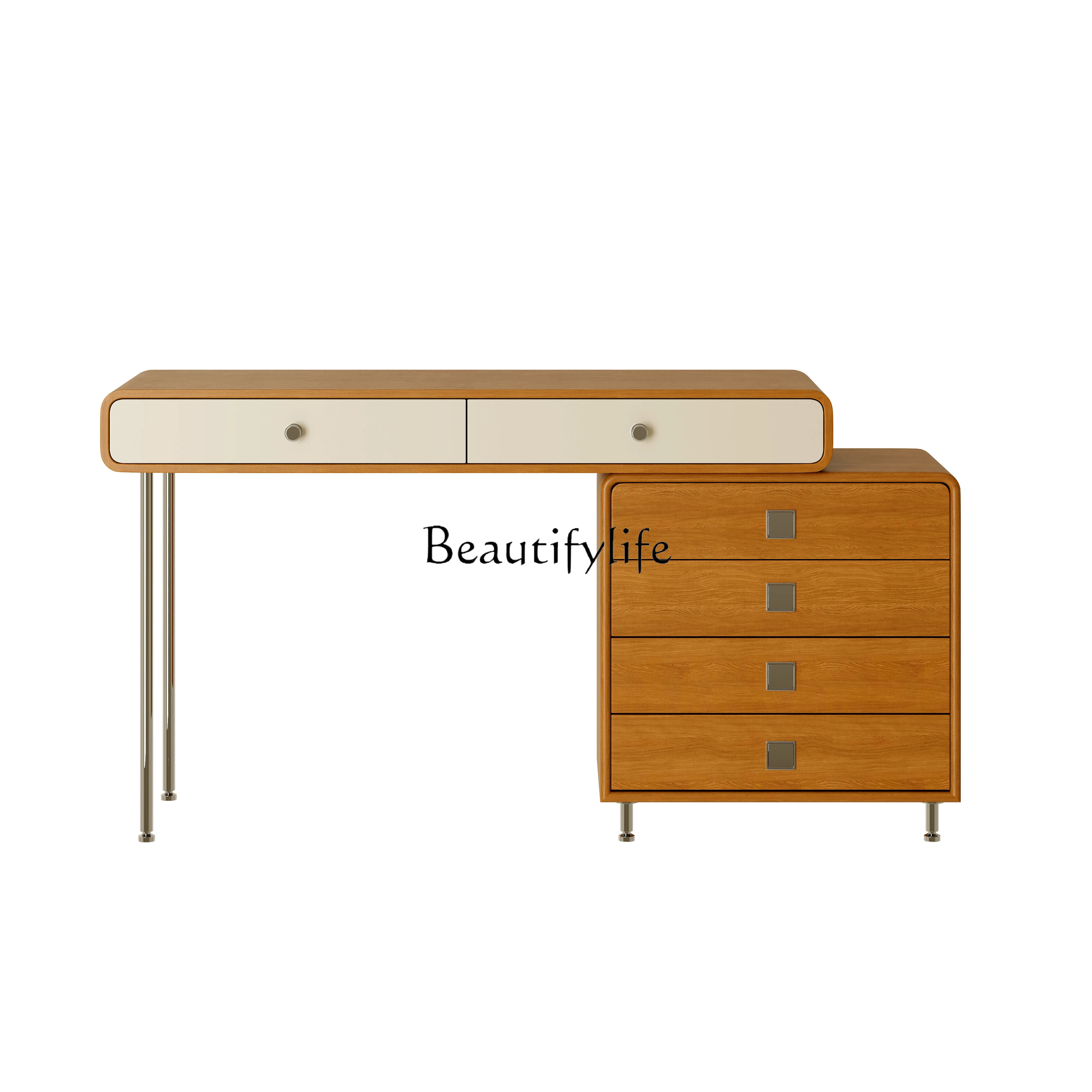 

Simple Solid Wood Combination Dressing Table Small Apartment Home Bedroom Dresser Storage Cabinet Integrated