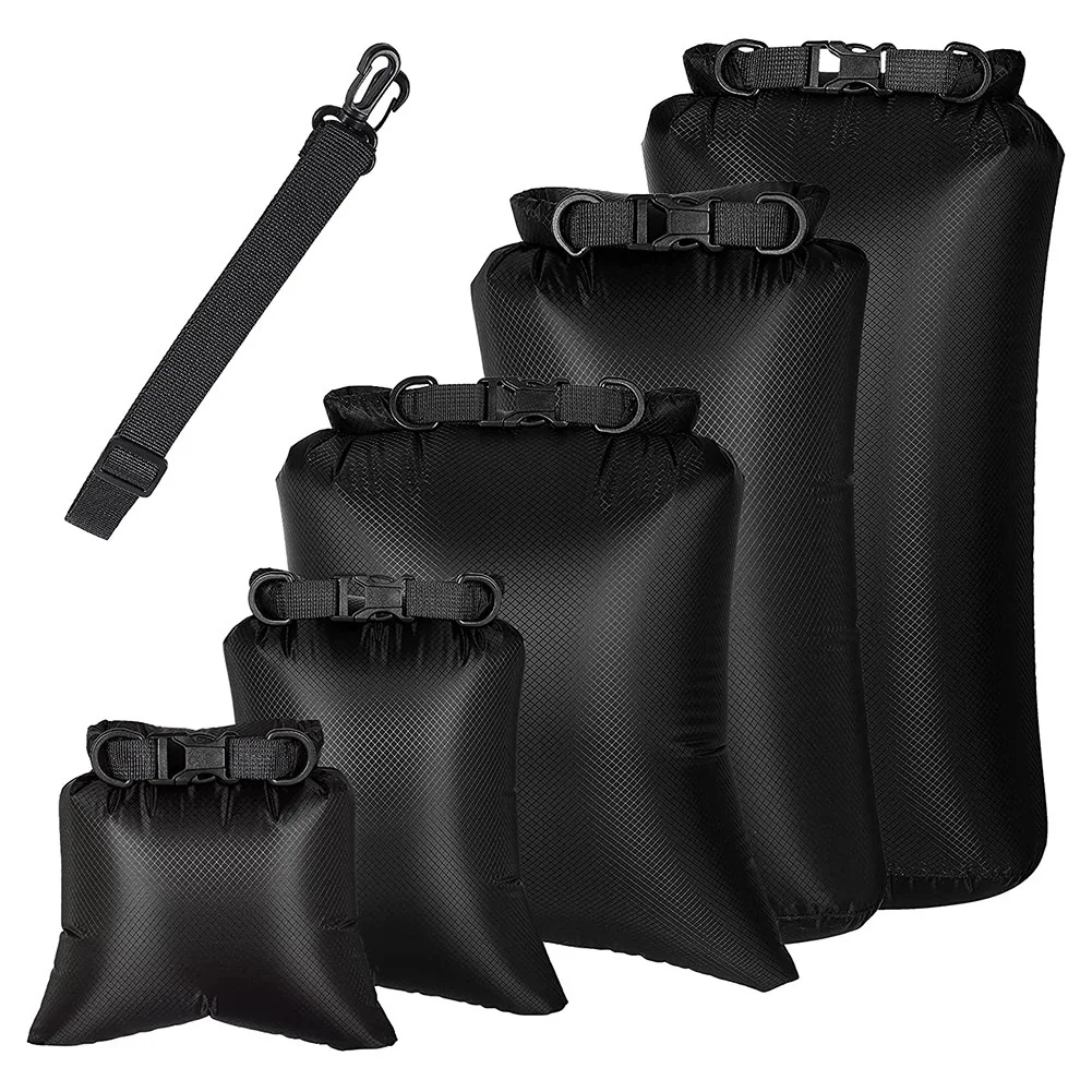 6Pcs Waterproof Dry Bag Set for Kayaking Boating,Drybag Outdoor Storage Bags for Canoeing Camping Swimming Hiking,Black