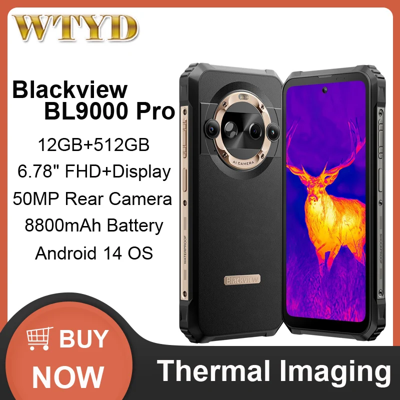 Blackview BL9000 Pro Rugged Phone Thermal Imaging Camera 12GB+512GB 6.78' Android 14 MediaTek Dimensity 8020 5G NFC Smartphone Blackview BL9000 Pro Rugged Phone Thermal Imaging Camera 12GB+512GB 6.78' Android 14 MediaTek Dimensity 8020 5G NFC Smartphone