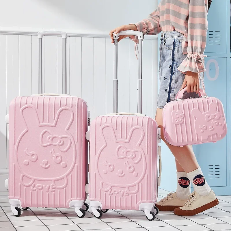 New New love cartoon luggage female pull bar suit box universal wheel password travel 20 \