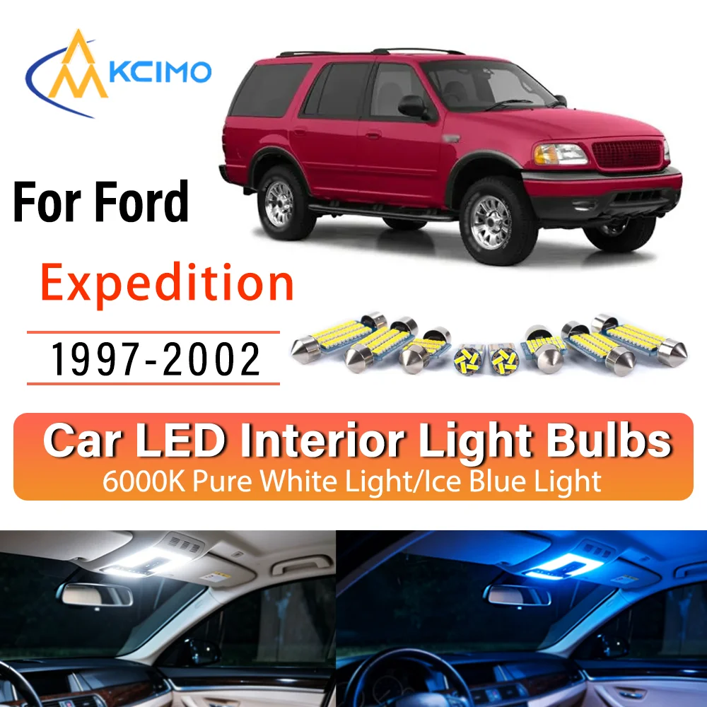 Kit d'éclairage intérieur LED à lueur persistante Plug & Play pour Ford Expedition 1997-2002 – Remplacement des lampes de dôme, de cartographie, de coffre et de cabine – Amélioration