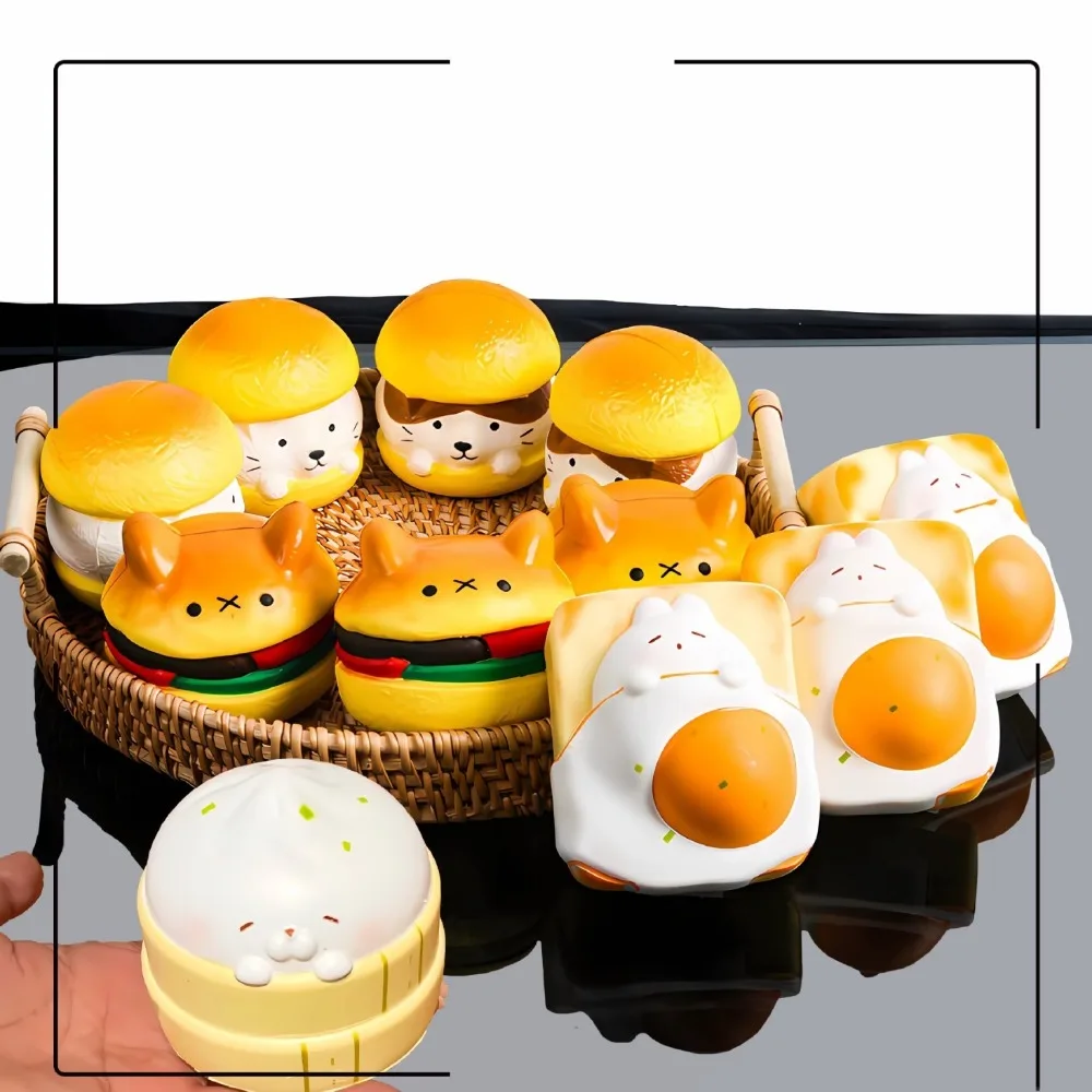 Slow Rising Food Series Squeeze Toy PU Soft Toast Decompressing Pinching Toy Simulation Animal Bread Abreact Stress Relief Toys