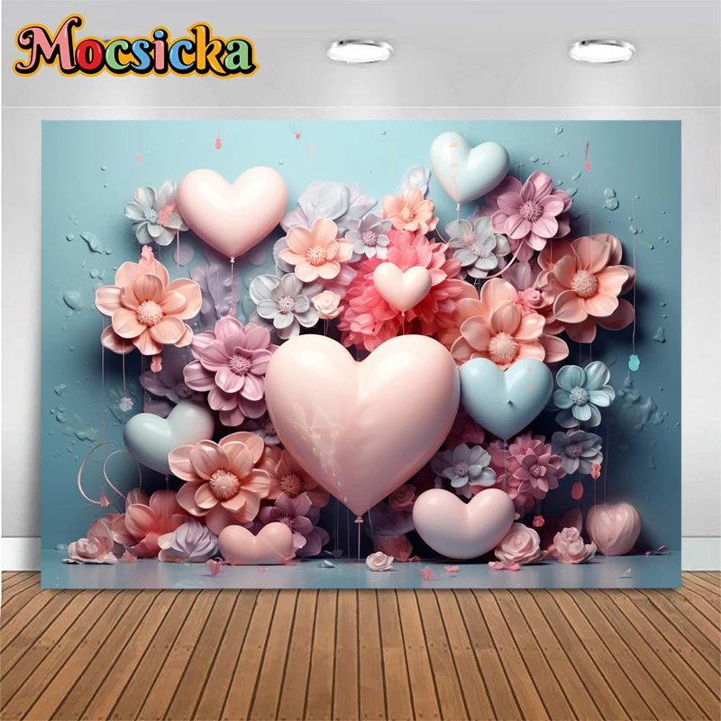 Mocsicka عيد الأم خلفية التصوير الفوتوغرافي الوردي زهرة القلب زينة الحفلات الكبار فتاة الأمومة صور خلفية استوديو الدعائم