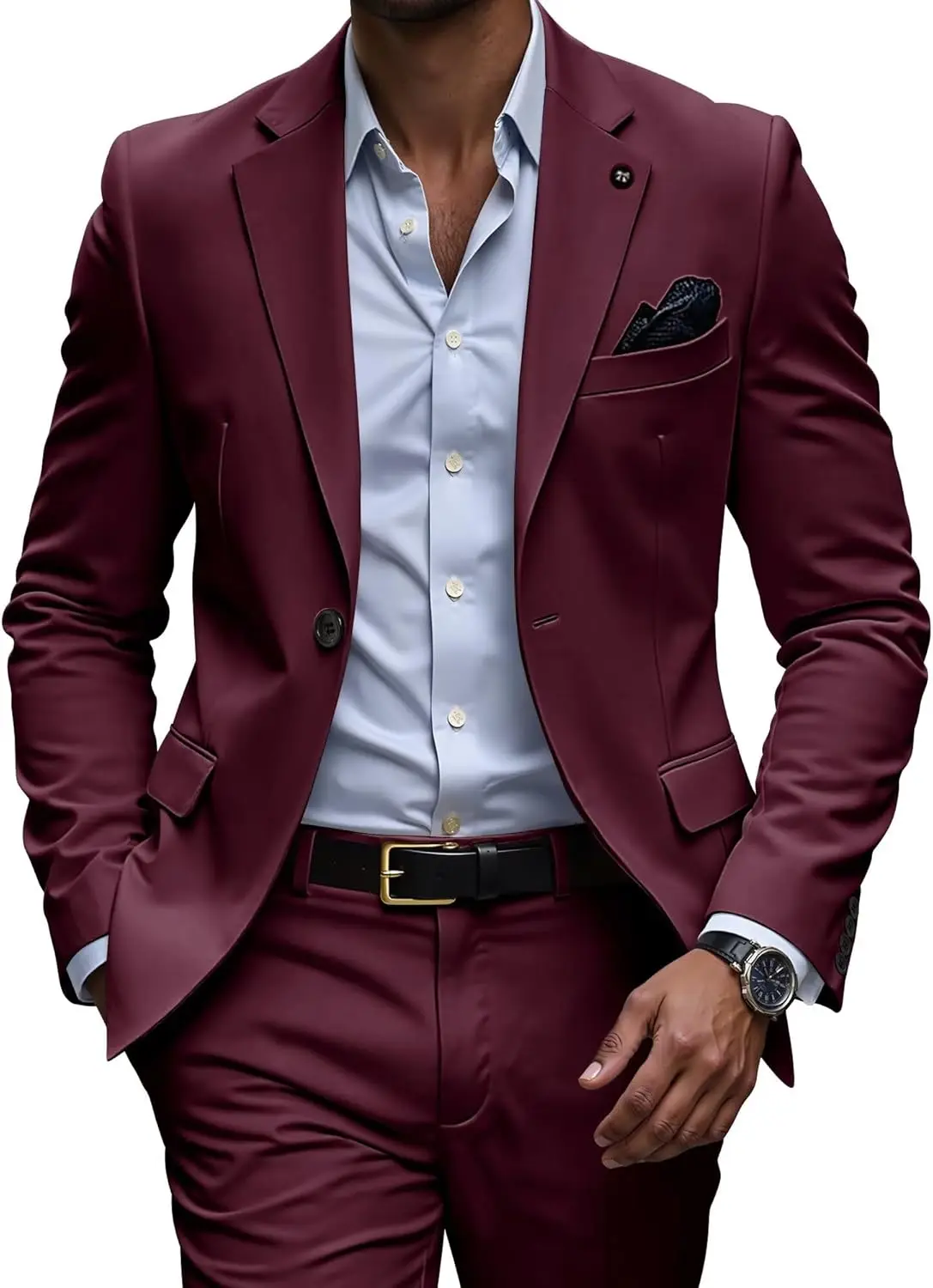 

Mens 2 Piece Suit Slim Fit Wedding Prom Party Business Suit Notch Lapel One Button Blazer and Pants Tuxedo Set