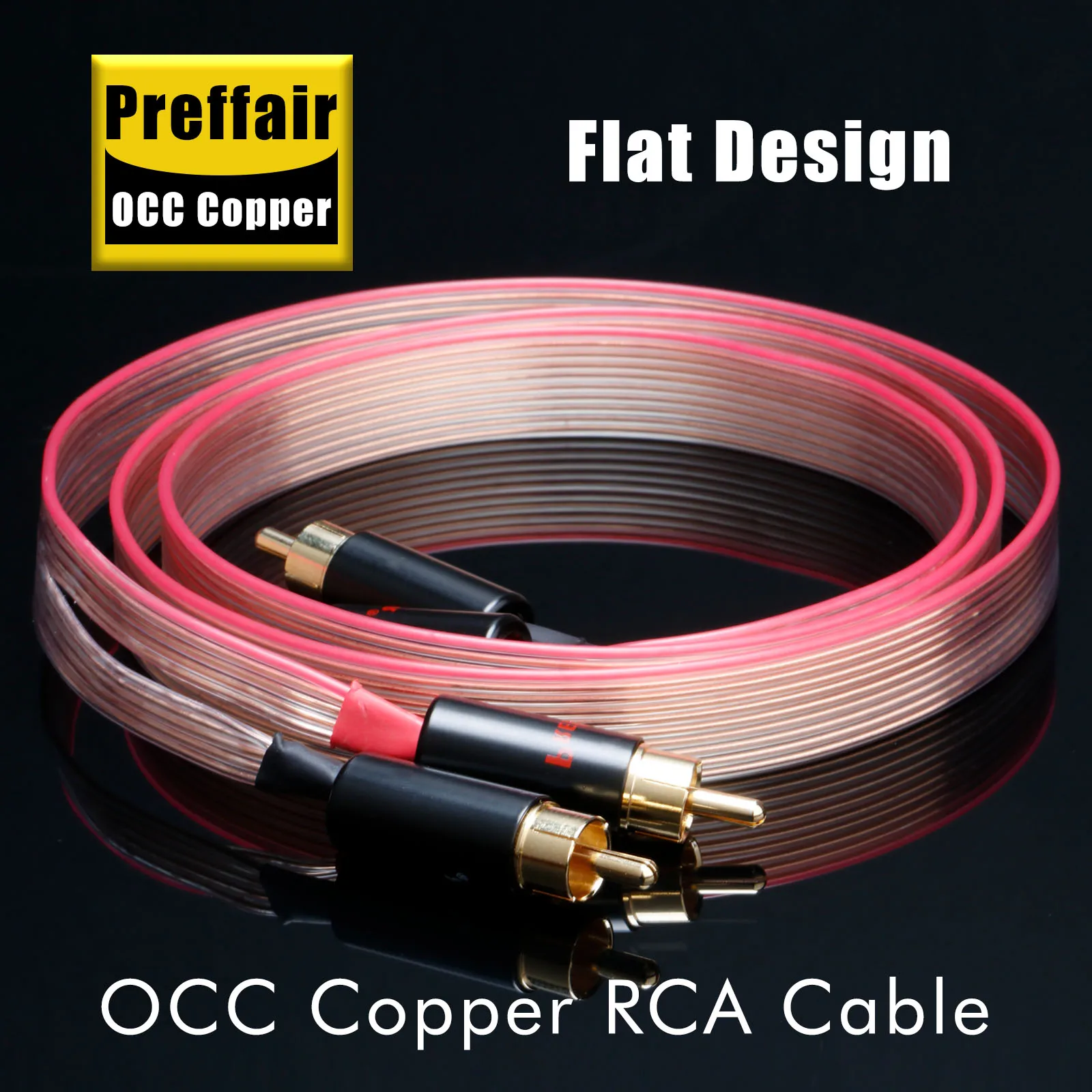 

Rca Cables hifi OCC Copper Silver Plated Rca Audio Cable 2Rca to 2Rca Flat Wire with 24K Gold Plated Plug for microphone mixer