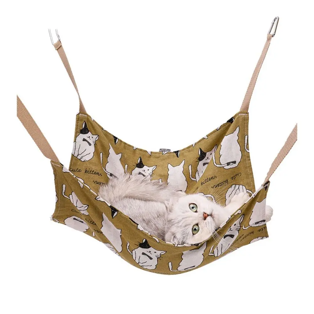 Amaca traspirante in cotone e lino per gatti resistente all'usura altalena morbida per gatti multicolore con gancio per appendere letto per amaca per gatti per interni