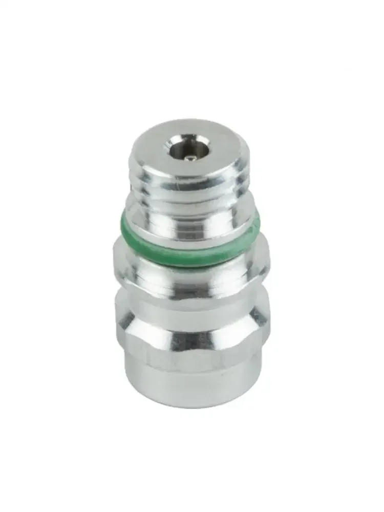 Uniwersalny zawór serwisowy klimatyzacji Adapter portu R134a z wysoką stroną i wymienne rdzenie zaworów Aluminiowe złączki klimatyzacji z wysoką stroną — zdjęcie 2