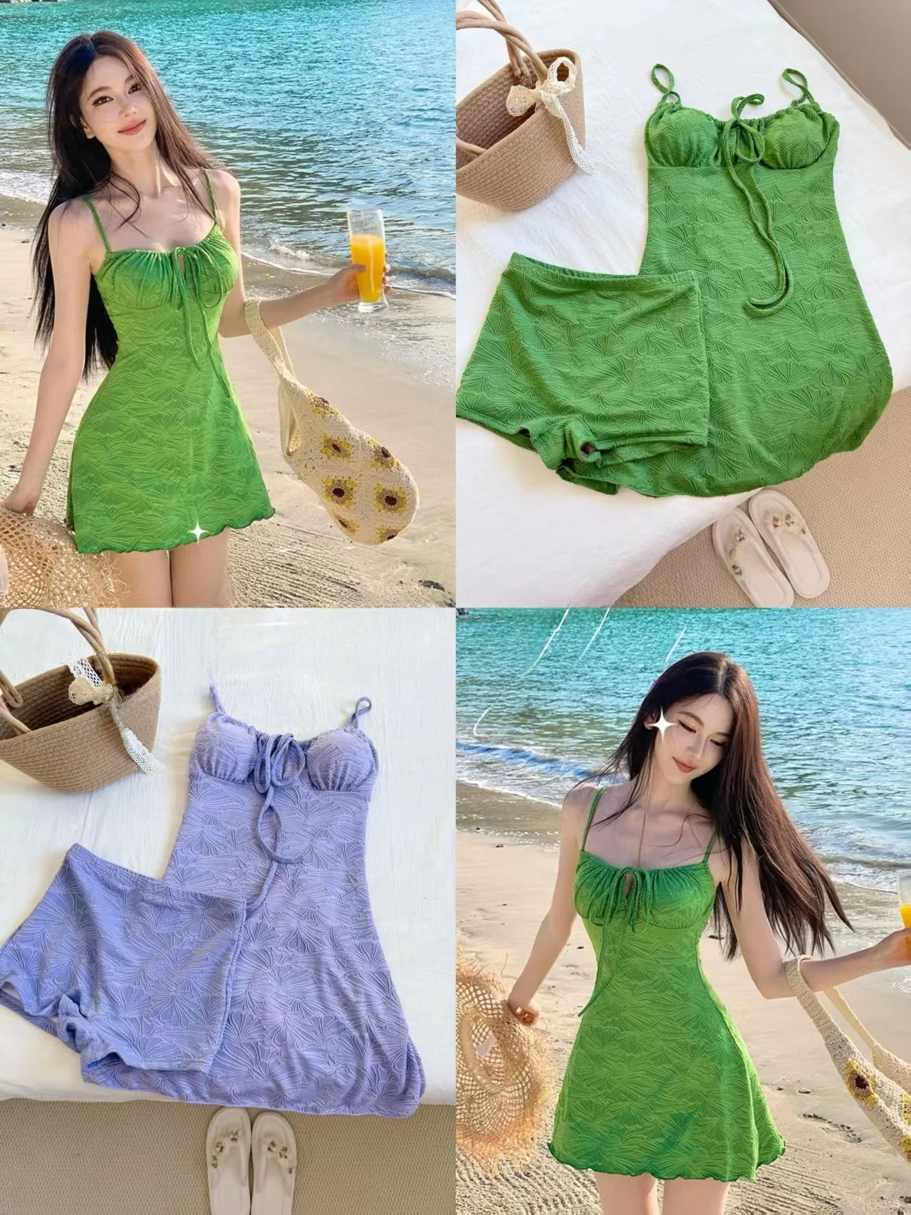 

Retro Vaion Sle Women's Swimsuit Small Bust Gathered Slimming Skirt Design High End Feeling Hot Spring Thermal Suit